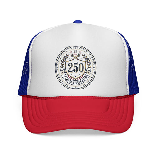 250 Years Celebration Trucker Cap — Vintage Anniversary Patch Hat