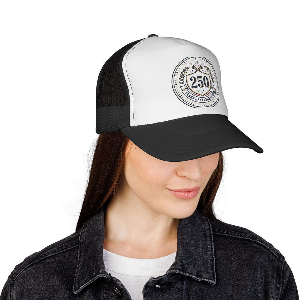 250 Years Celebration Trucker Cap — Vintage Anniversary Patch Hat