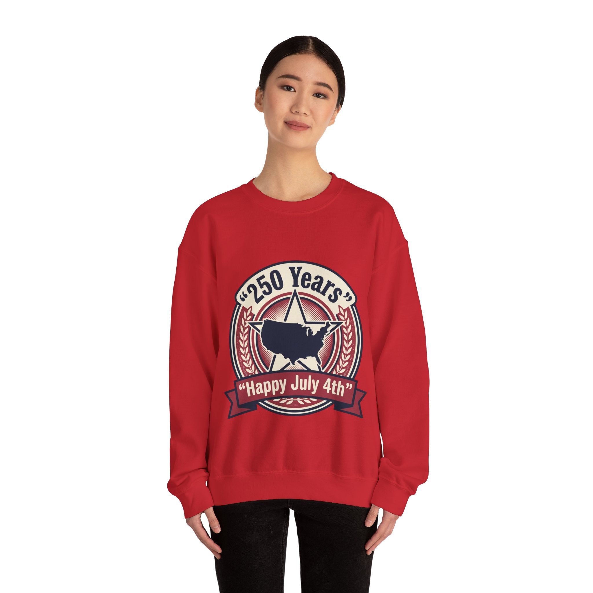 Fourth of July Crewneck Sweatshirt – "250 Years" Happy July 4th Patriotic Celebrate Pullover