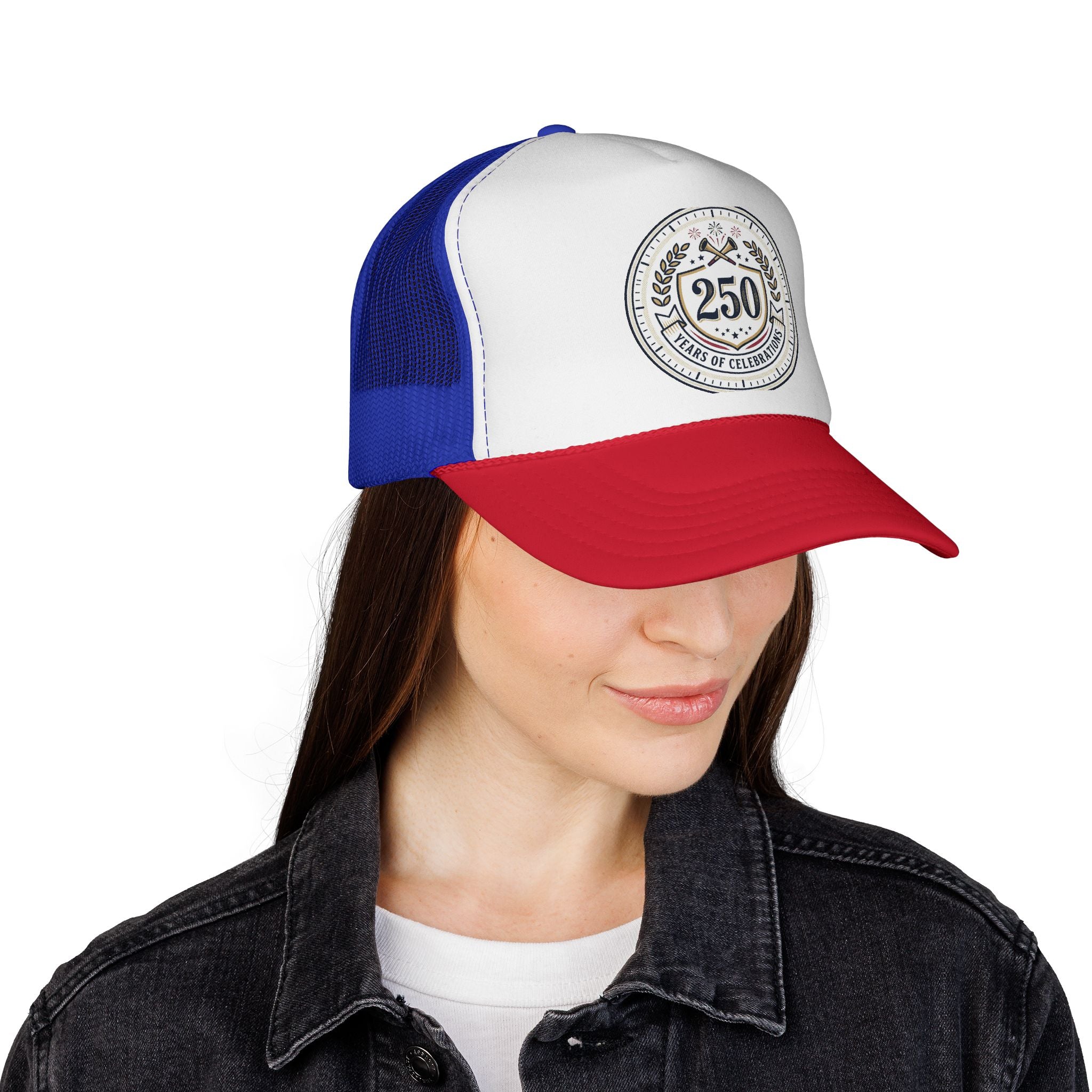 250 Years Celebration Trucker Cap — Vintage Anniversary Patch Hat